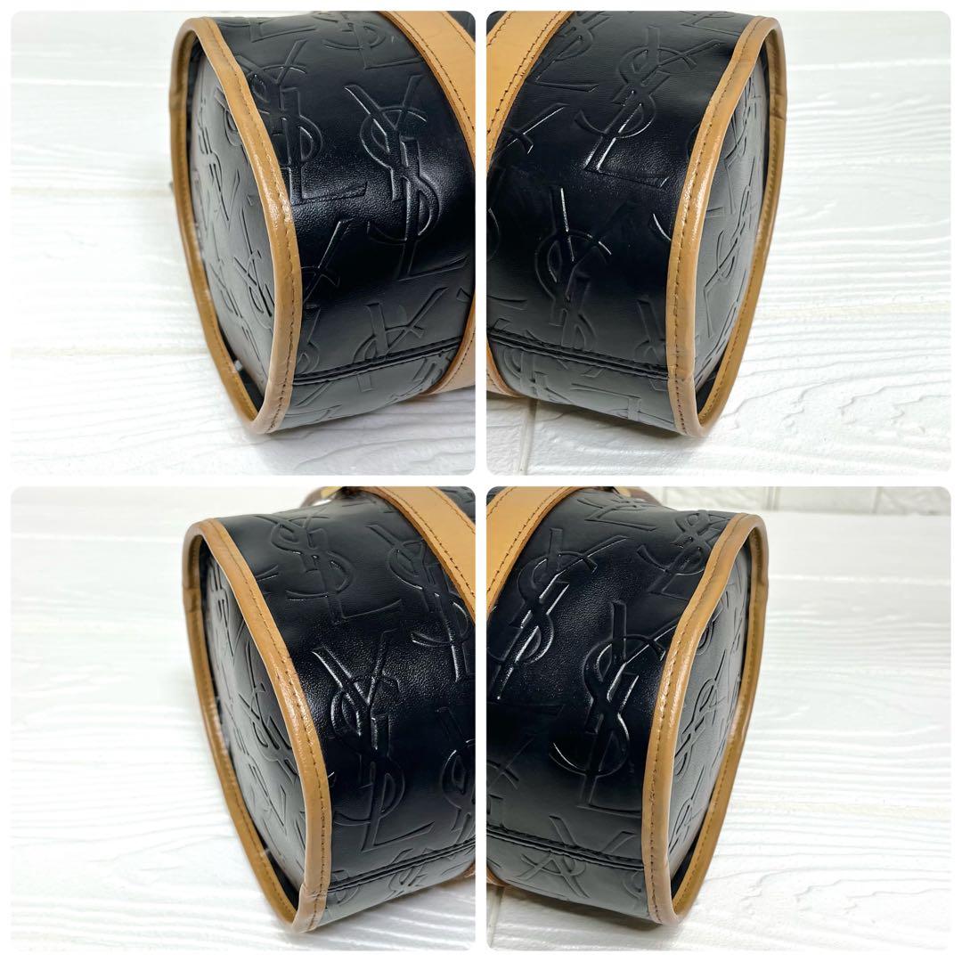 【入手困難】✨美品✨☘️イブサンローラン☘️✨ミニボストンバッグ✨YSL柄✨金具ロゴ