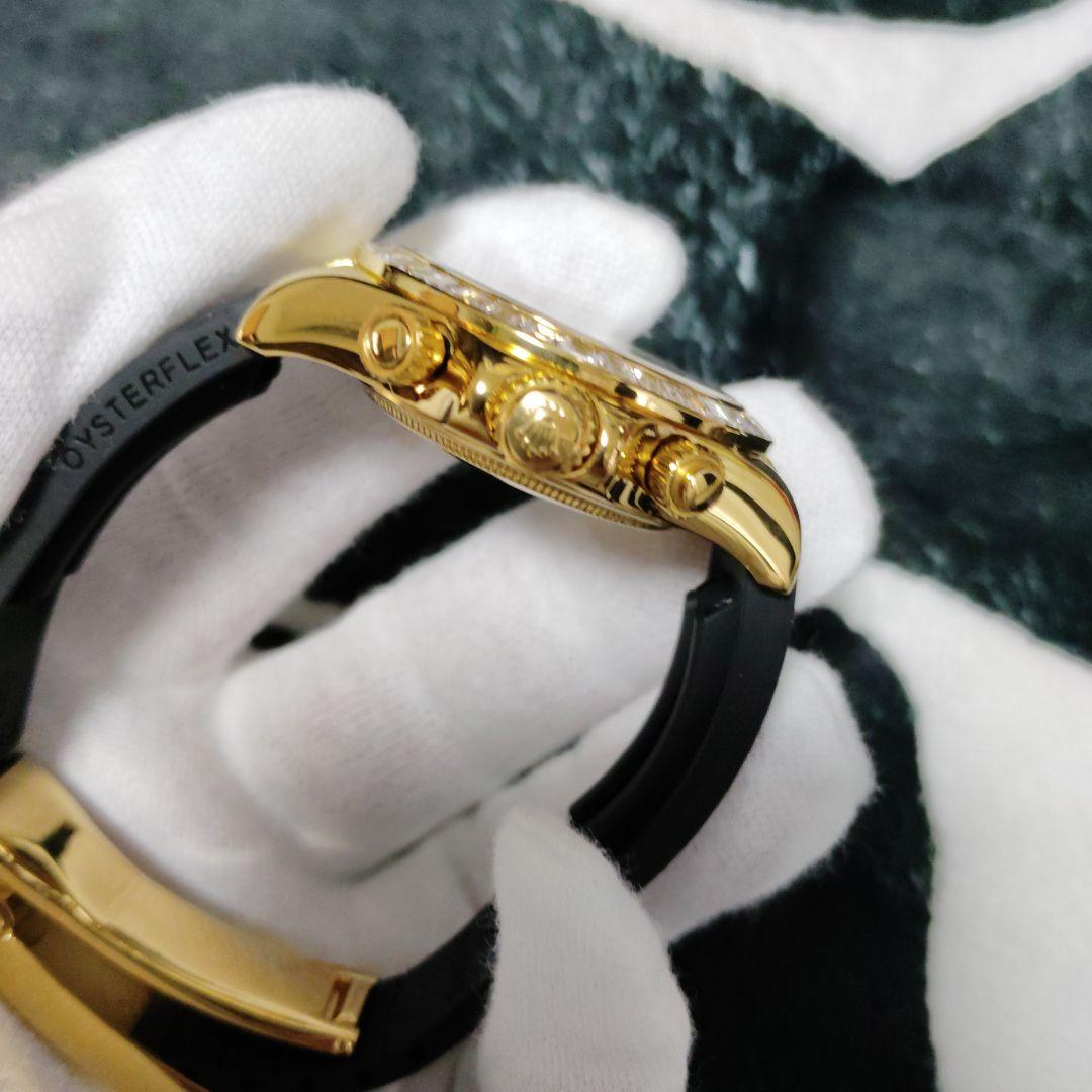 ゴールド クロノグラフ 時計 ラバーベルト