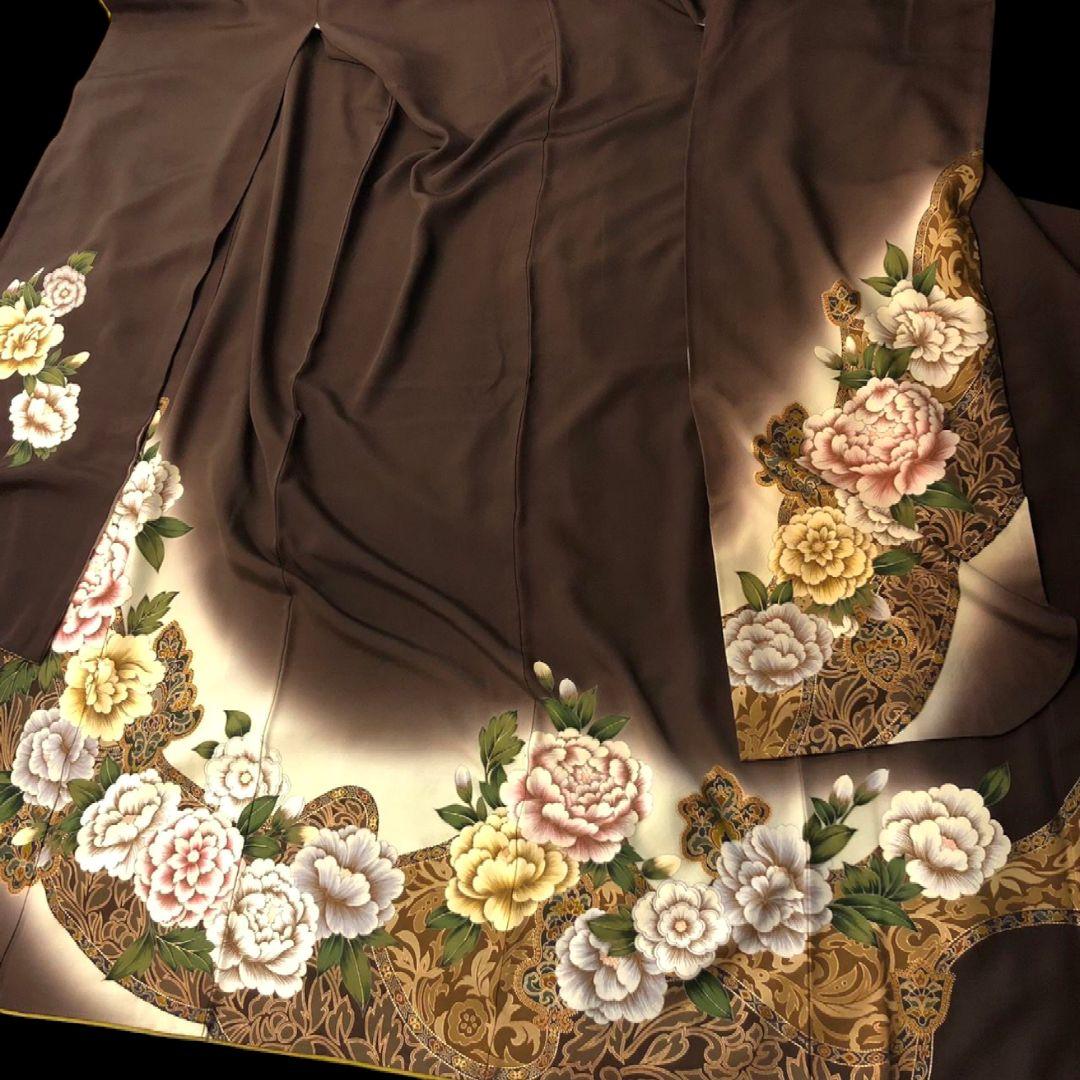 振袖フルセット(8点)・作家物・落款入り・更紗牡丹・高級縮緬・モダン