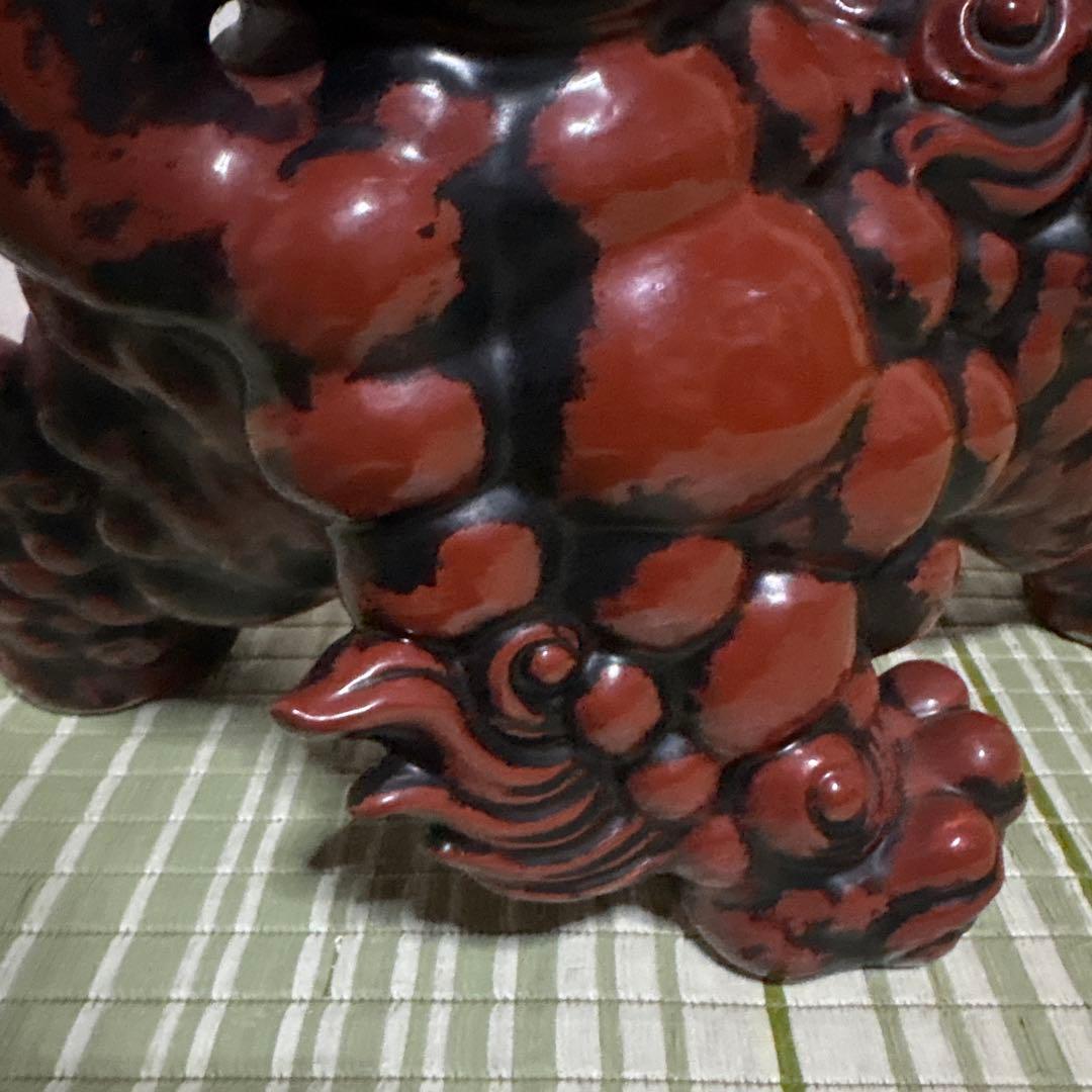 九谷焼 八幡窯 須栄義 獅子 金 赤 縁起物 魔除け 置物｜♢絶品