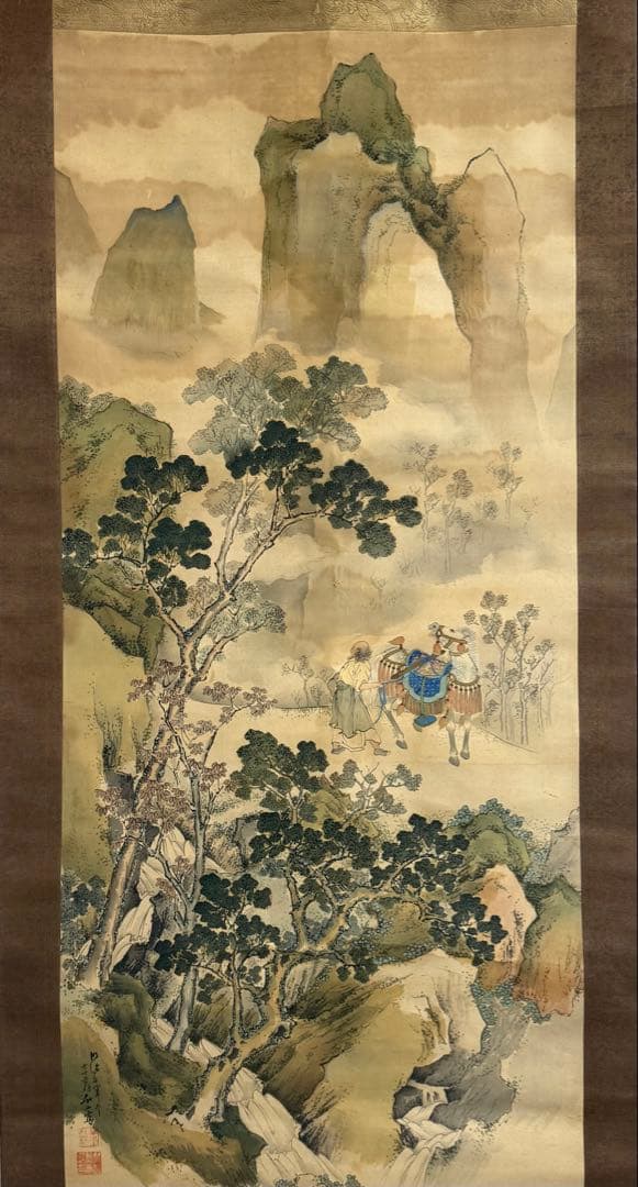 高田竹山筆 檀特山之圖 青緑法 掛軸 共箱 送料込み250902 - メルカリ