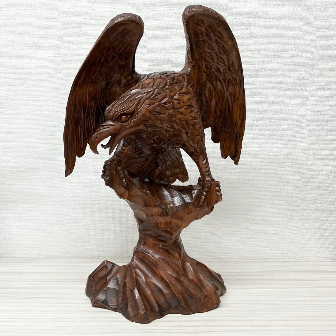 鷹 一本木 彫刻置物
