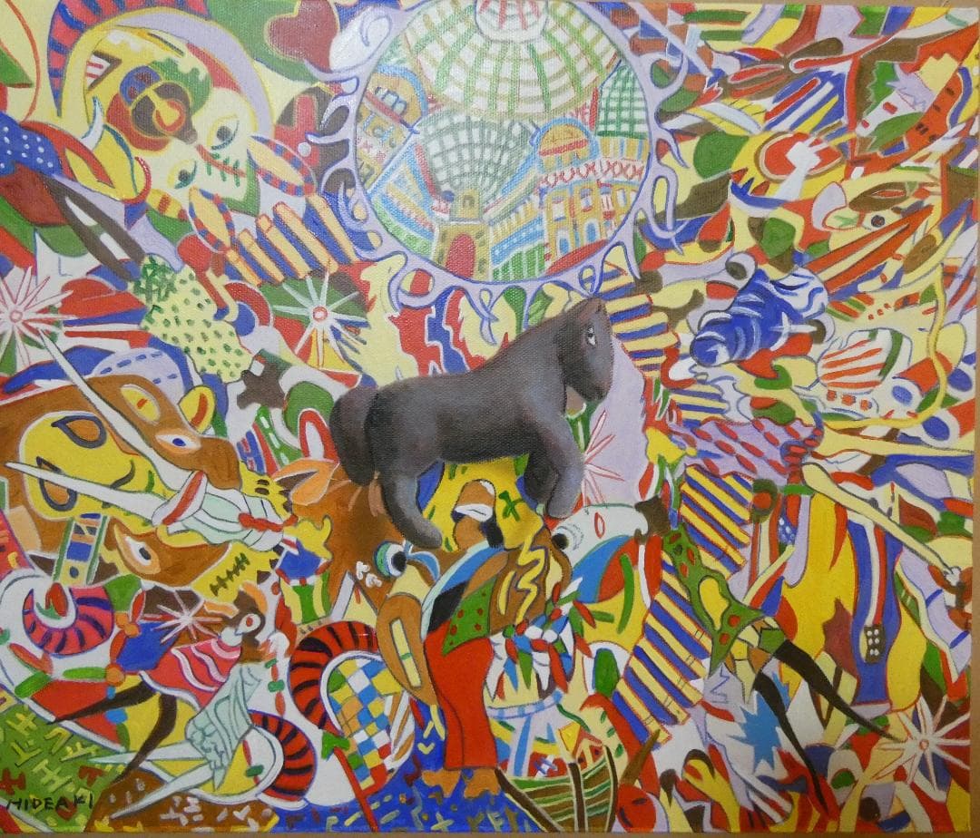 絵画　額付き　 ジミー大西　 F8 【抽象画　】手描き