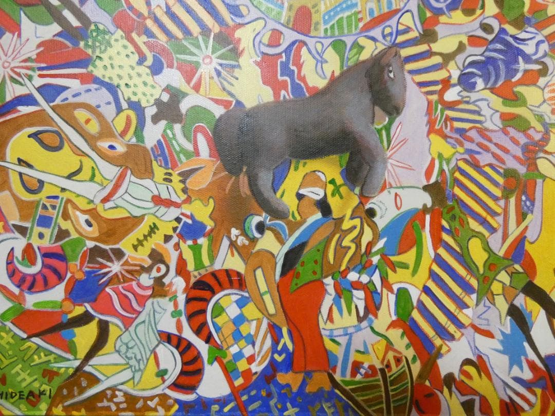 絵画　額付き　 ジミー大西　 F8 【抽象画　】手描き