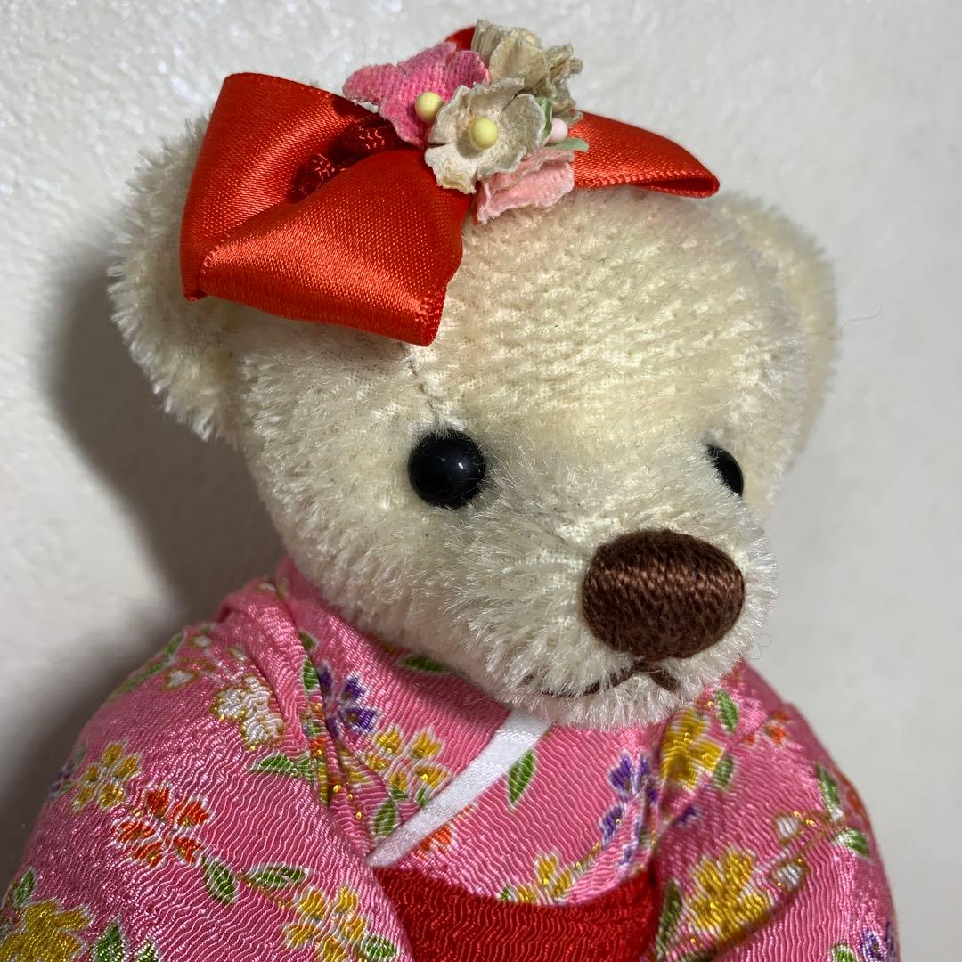 作家様　テディベア　ちりめん着物　籠＊ウサギ＊にんじん　ホワイトベア　可愛い♪