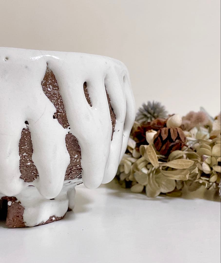 萩焼 山根清玩 鬼萩 割高台 新品 光彩庵 抹茶碗 陶器 作家