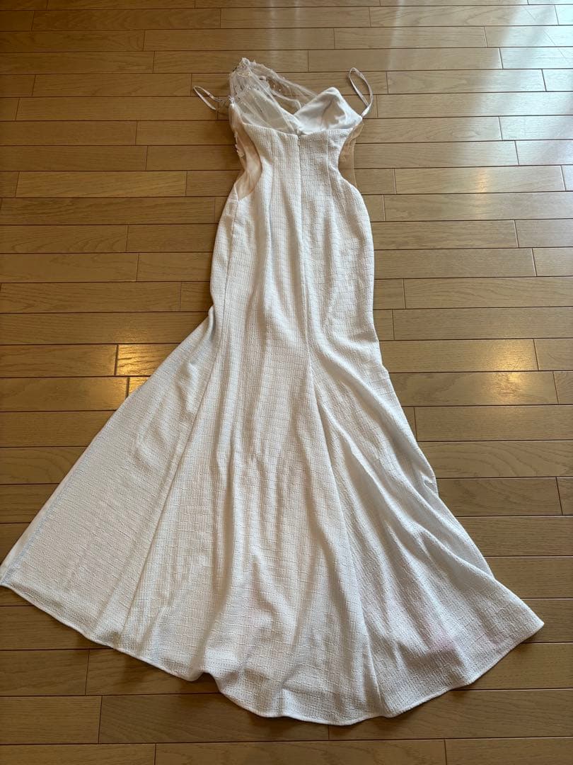 ホワイトレース装飾ドレス ロングドレス キャバドレス ナイトドレス