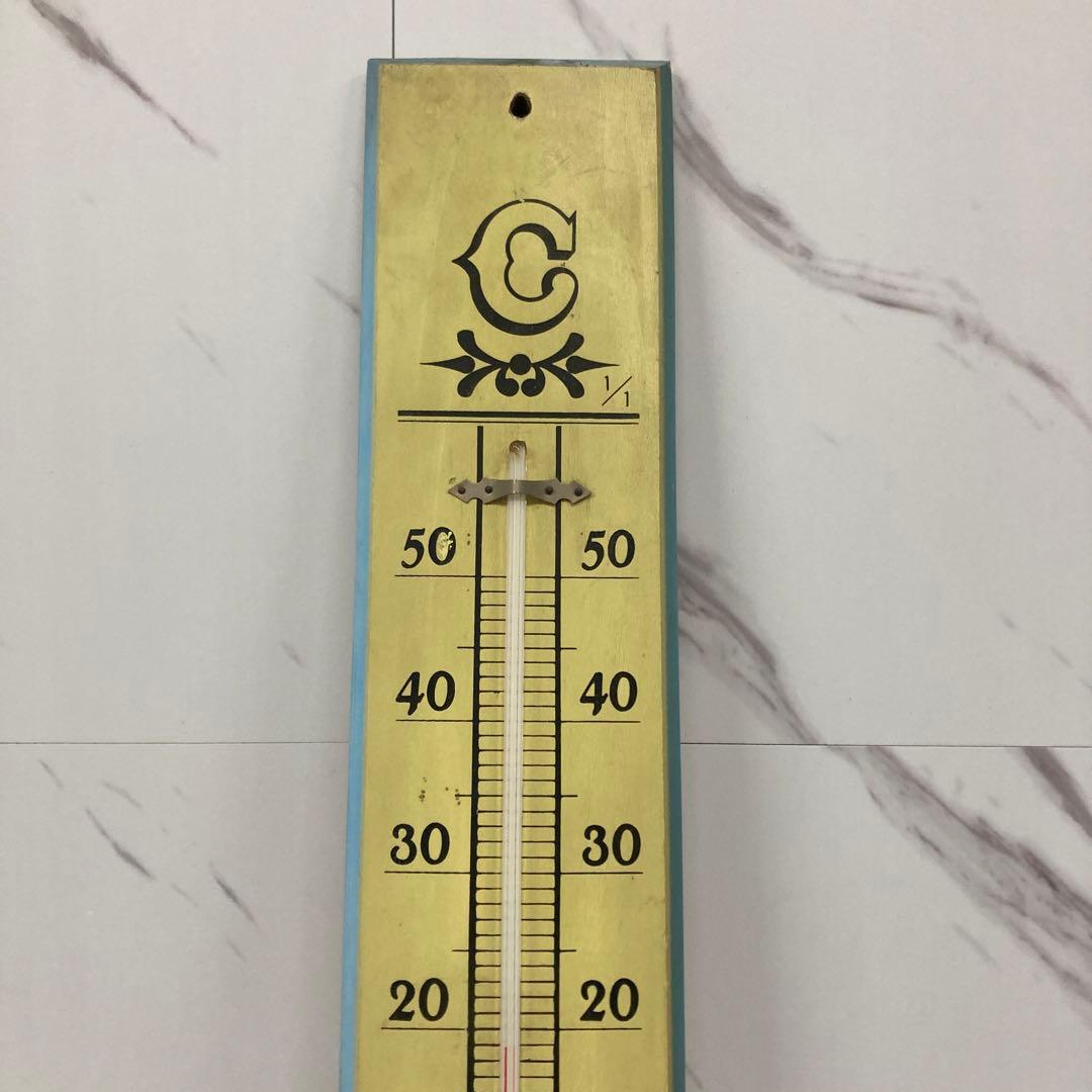 b 特大 温度計 -20度から50度まで 昭和レトロ 木製 壁掛け 格安