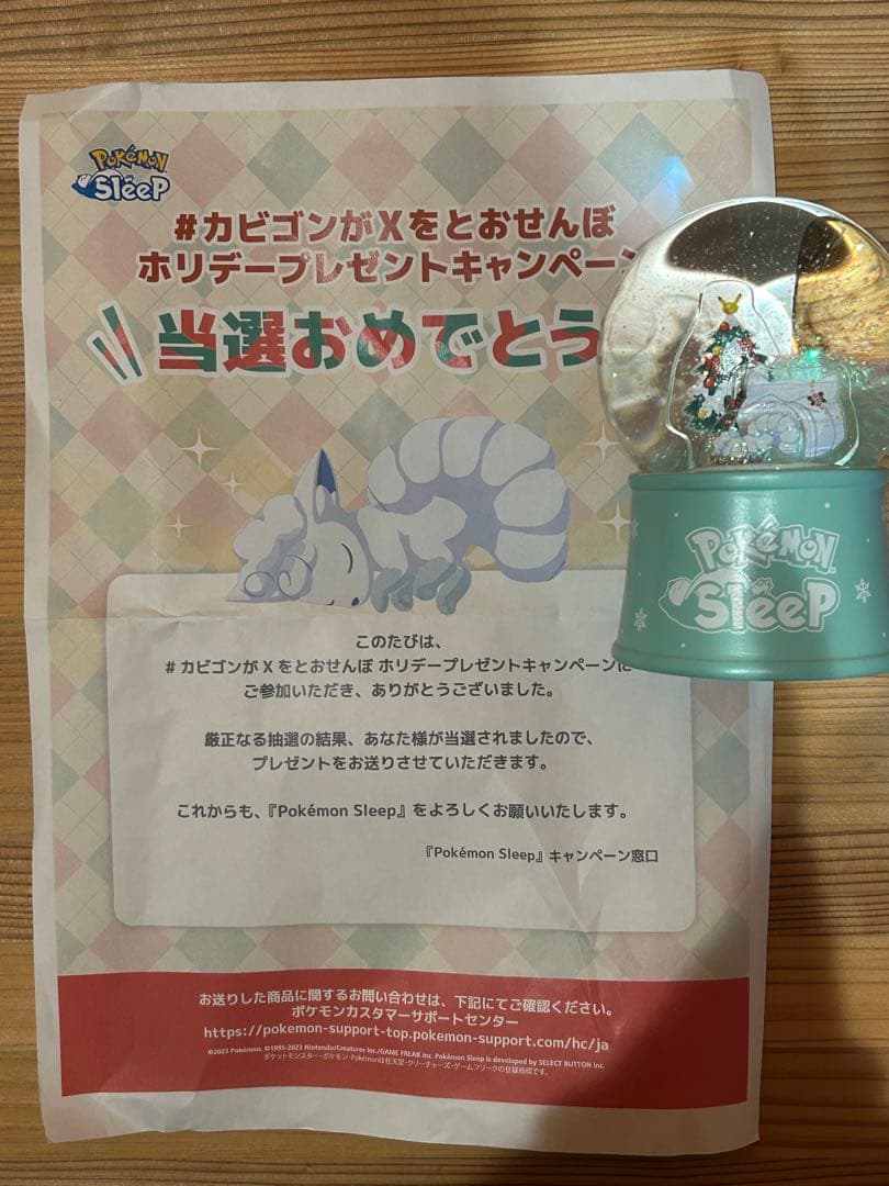最安値❗️ポケモンスリープ 当選品 アローラロコン スノードーム 非売品 超美品！