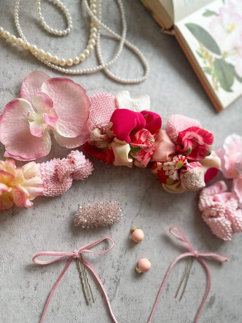 シ*ン様 七五三　七五三髪飾り　ヘッドドレス　着物髪飾り　リメイク髪飾り　045