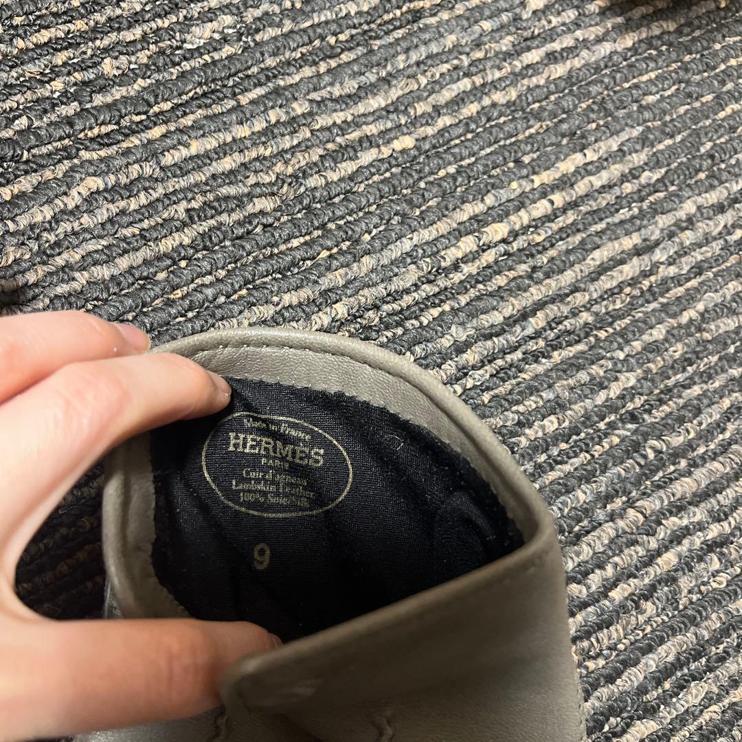 HERMES グレー レザー手袋 サイズ9