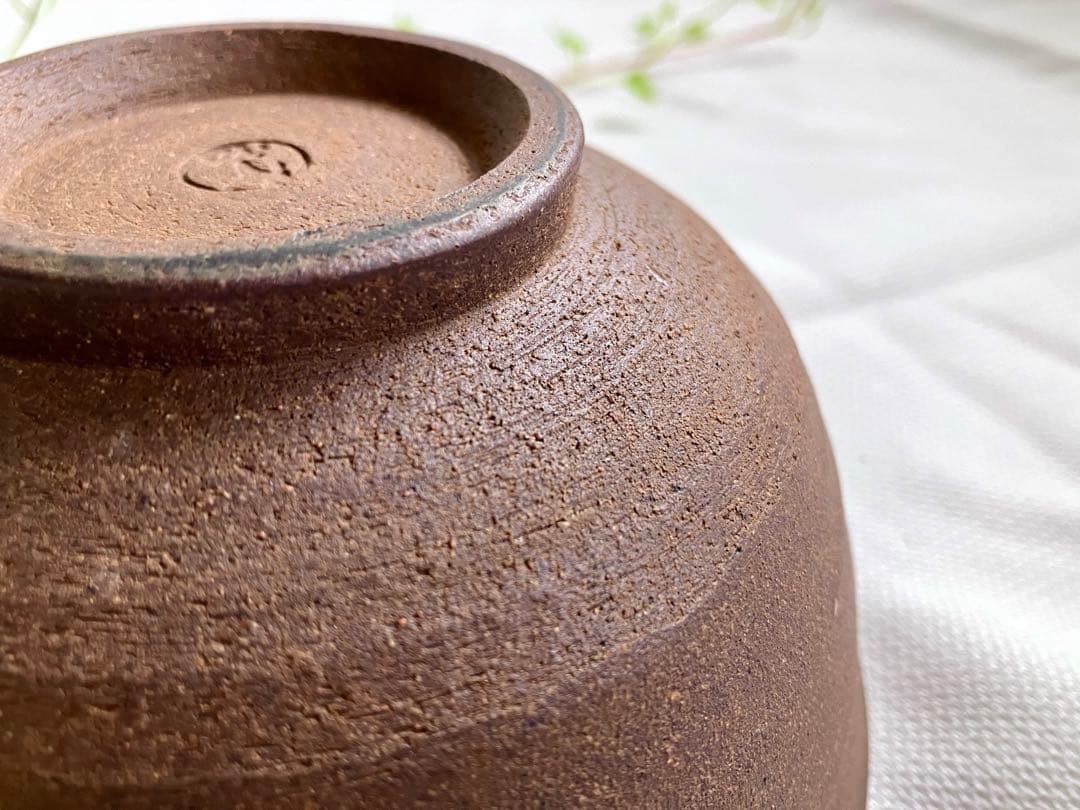 ✅お茶道/茶器/抹茶椀/側面は素焼き見込みにのみ釉薬/美品