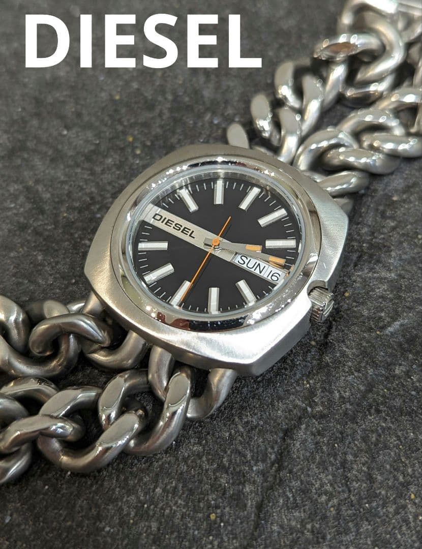 電池交換済 DIESEL ディーゼル DZ-2094 腕時計 チェーン シルバー