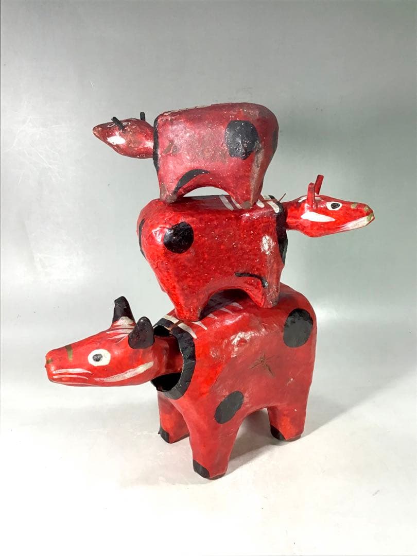 戦前 戦後 首振り 赤べこ 張子 人形 五十嵐民芸 郷土玩具 会津 牛 こけし