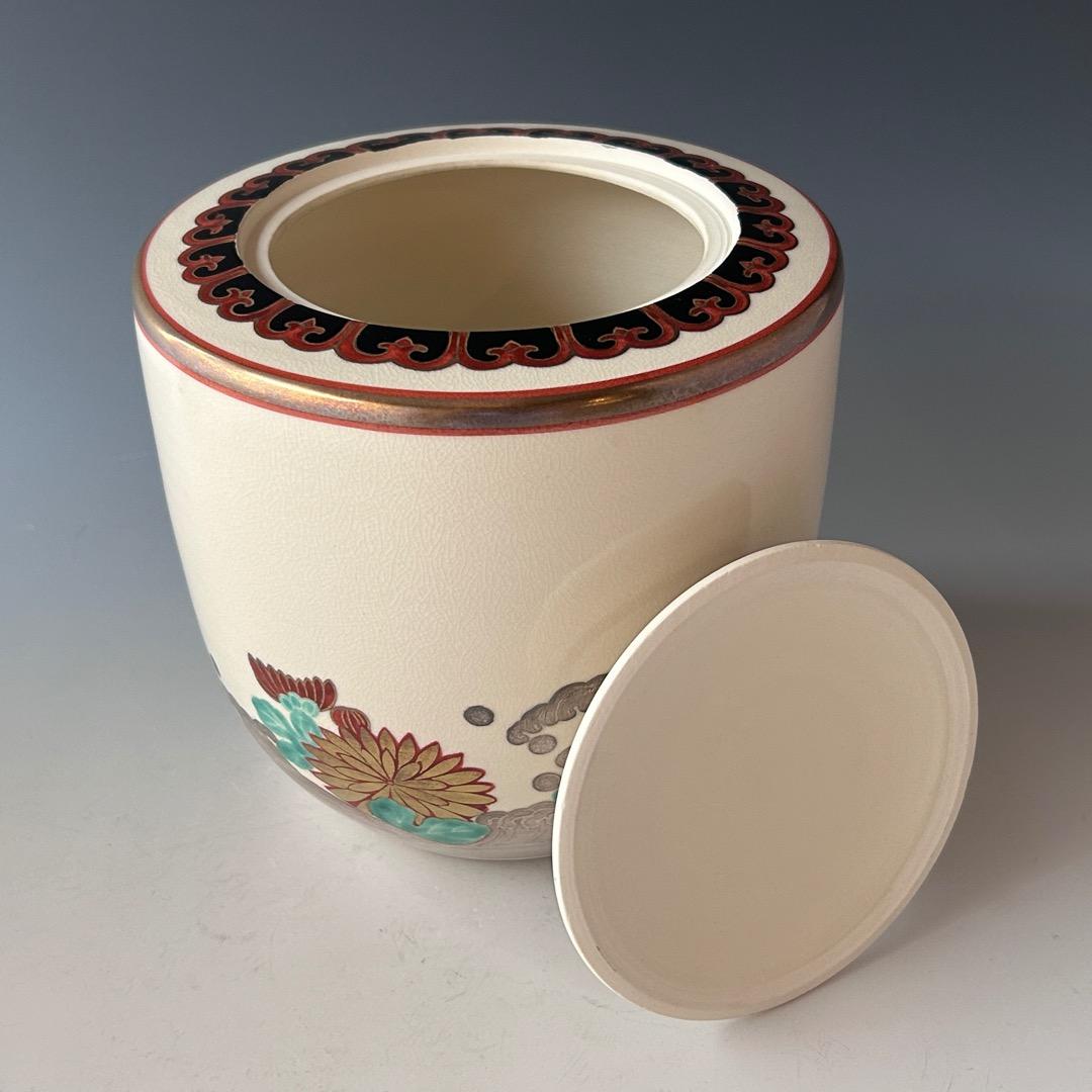 茶道具 仁清写 菊水絵 水指 橋本永豊 共箱 色絵 京焼 清水焼 棚