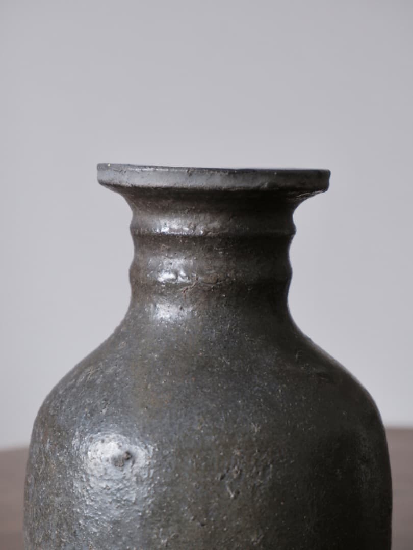 新羅土器 徳利 朝鮮美術 自然釉 酒器 花瓶 花入 古道具 Q1966｜新羅