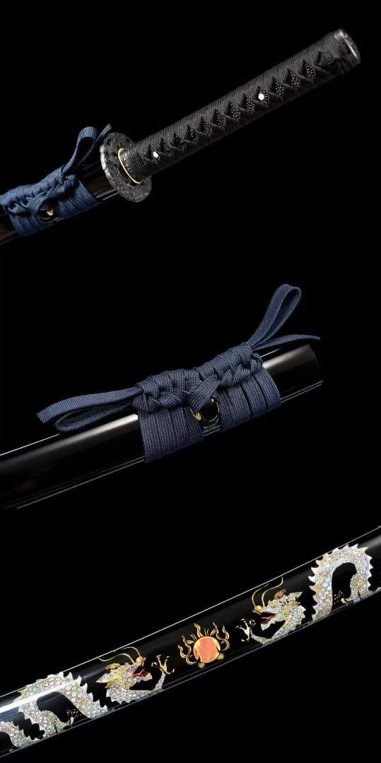 【墨竜武士刀】古兵器 刀装具 日本刀　模造刀 居合刀 武士道 鑑賞用 美術刀