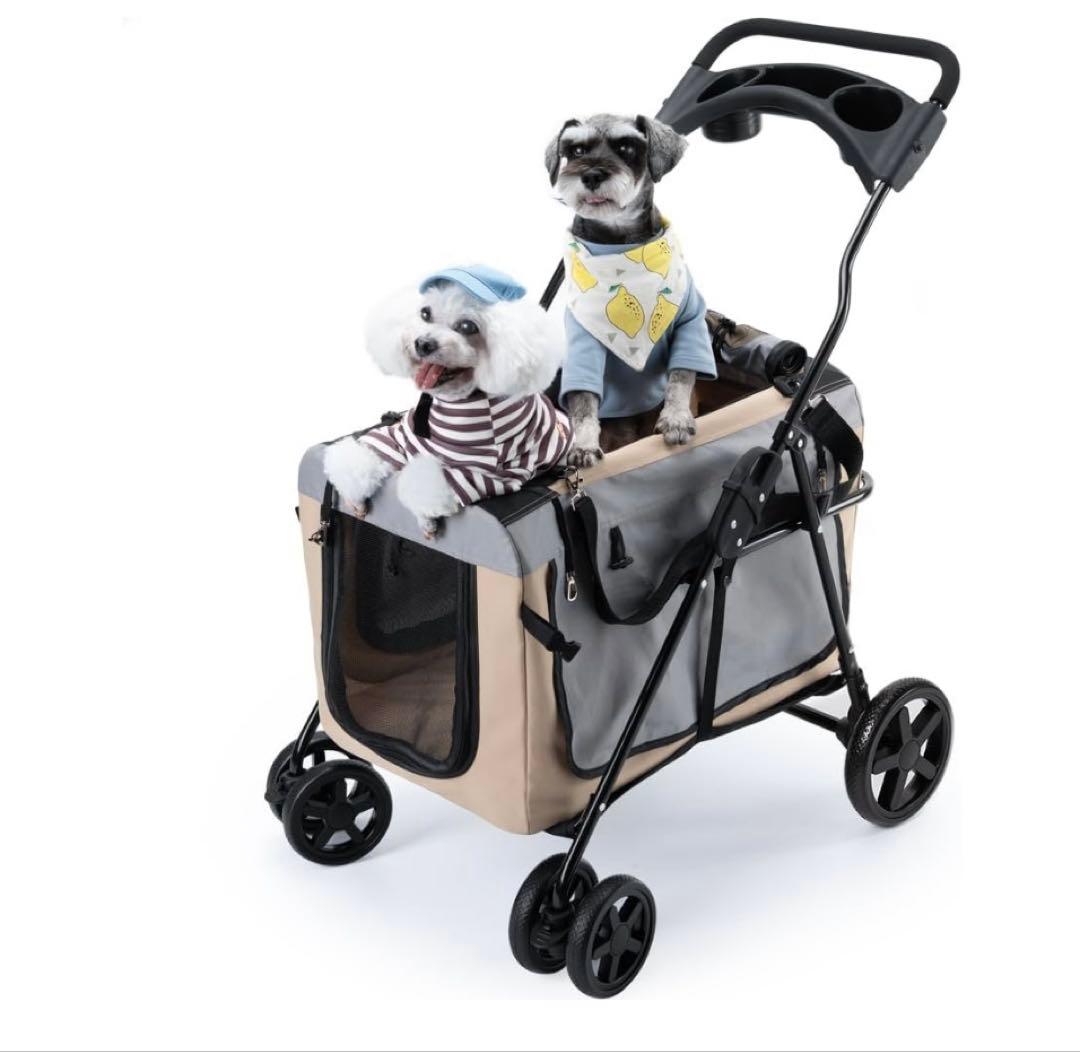 ペットカート 犬 4輪 耐荷重25Kg 前輪360°回転 後輪ブレーキ付き 楽天