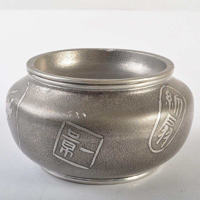煎茶道具 間村自造 錫製 文字文 茶こぼし 約269g V R7017