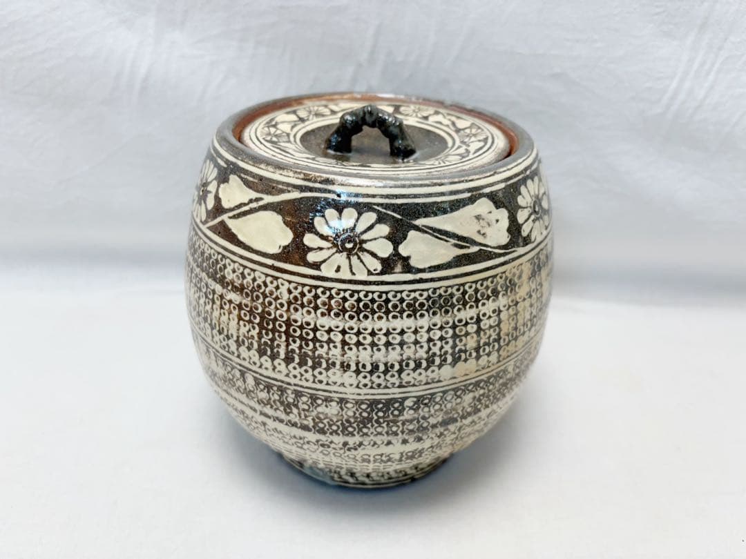 未使用 茶道具 加藤 陶芳作 古瀬戸 一重口 水指 陶印 共箱 外段ボール箱入