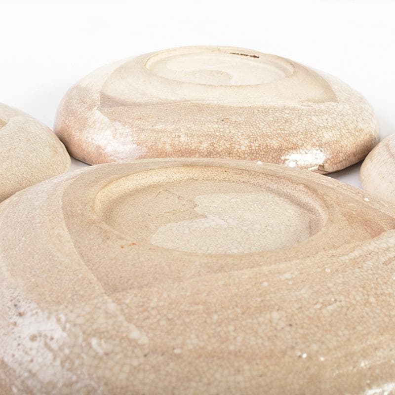 志野焼　絵志野　大橋秋二作　松文　手塩皿　小皿　五客　共箱　V　R7447