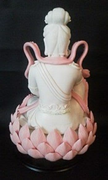 中国古美術/彩色蓮上観音菩薩座像/保存箱付/