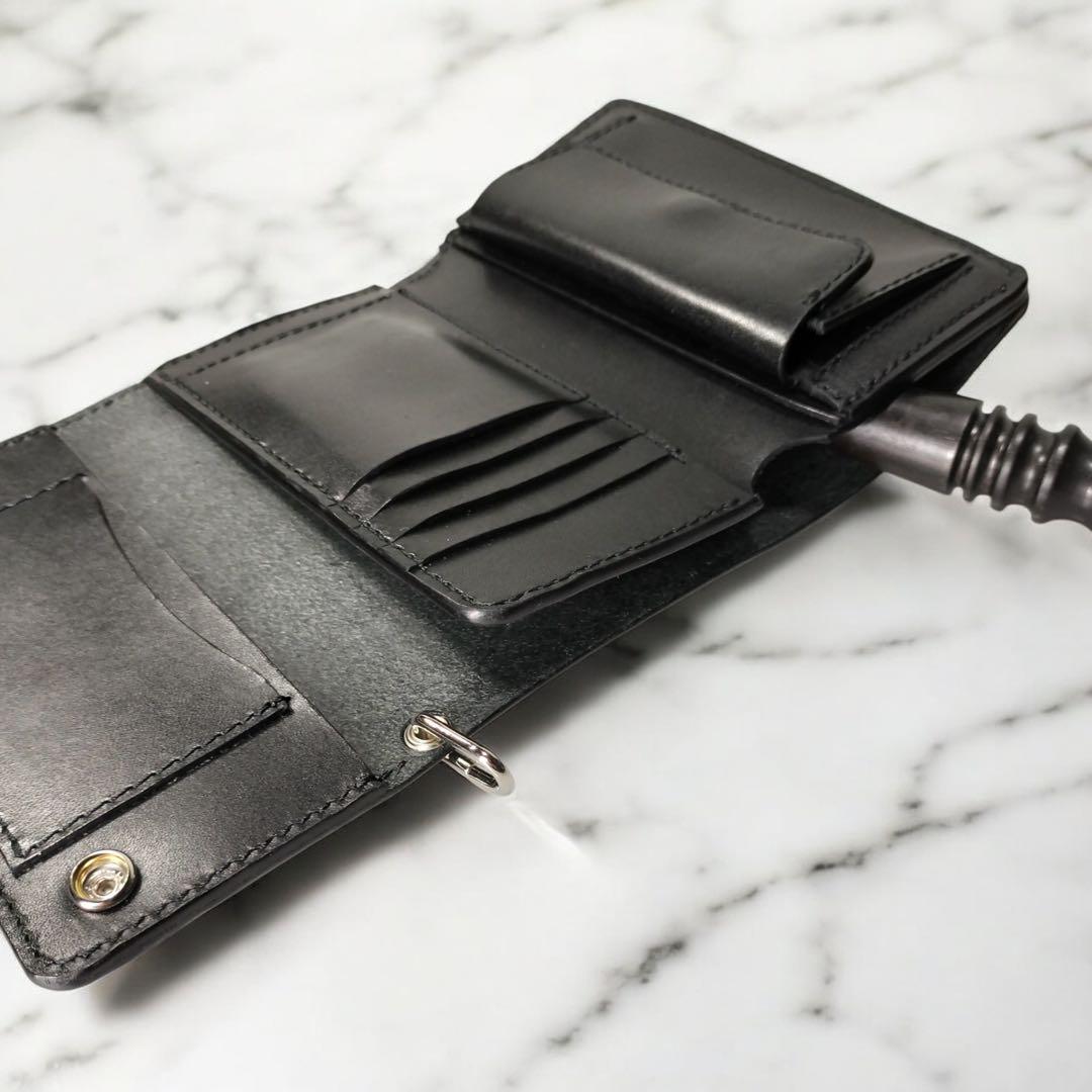 たつろう　栃木レザー　三つ折りトラッカーウォレット