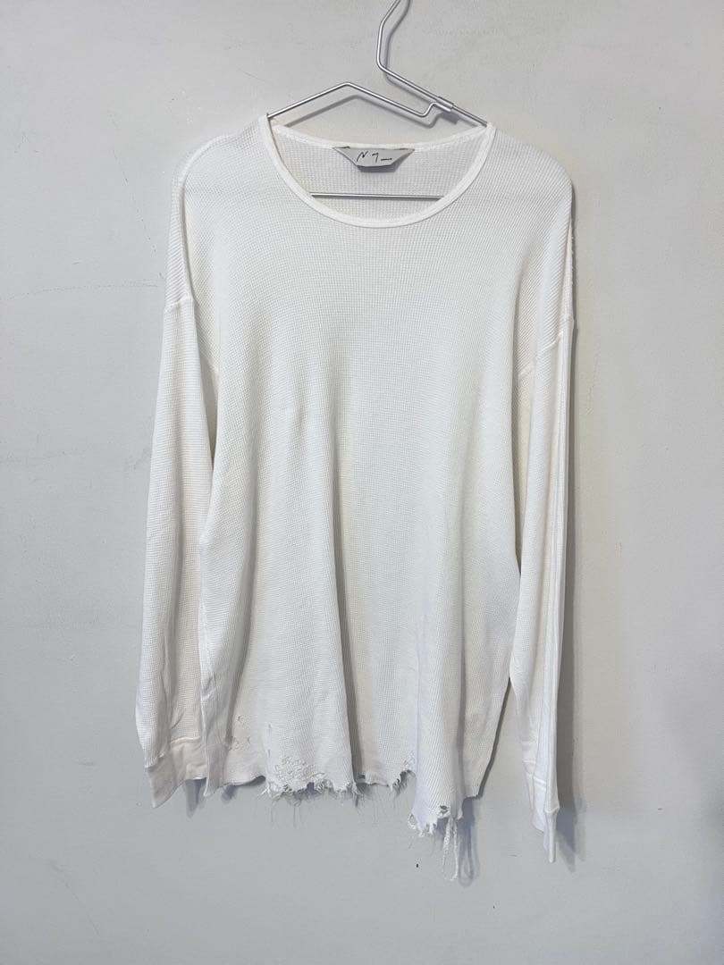 トップス Ancellm DAMAGE WAFFLE CREW LST-SHIRT 2 ANCELLM】DAMAGE WAFFLE CREW LS T-SHIRT