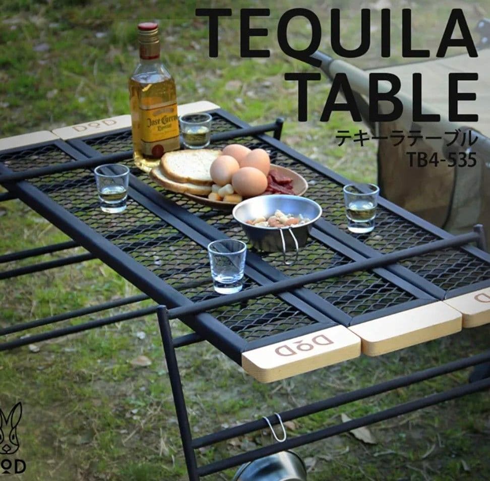 DOD テキーララック 3段セット メッシュ天板付 ブラック×ウッド＋専用