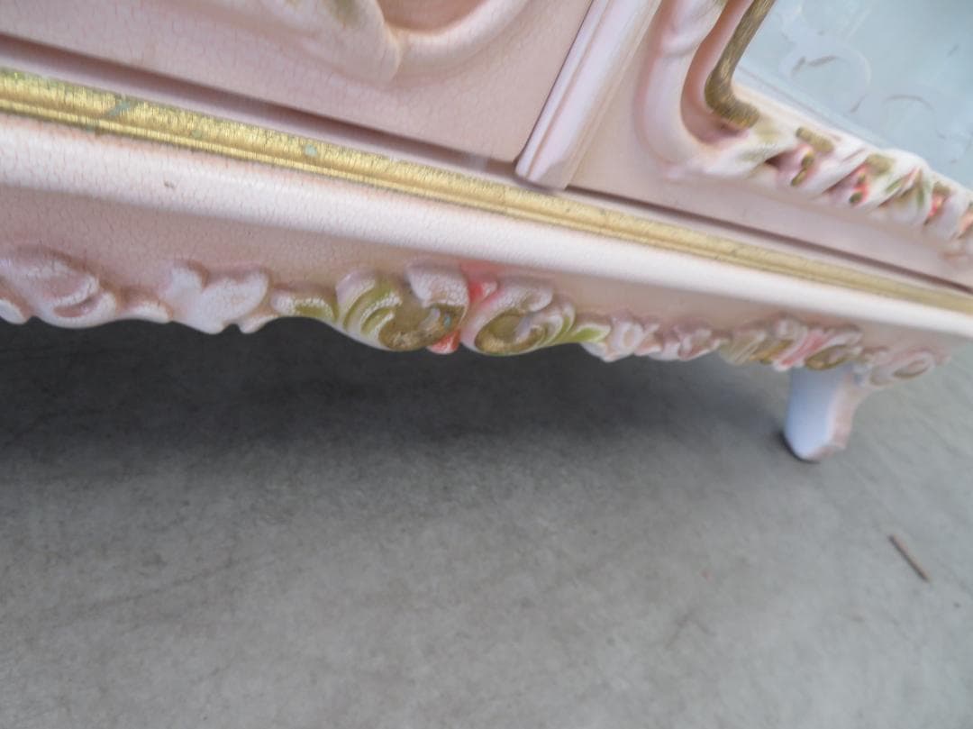 美品□ロココ□姫家具□花柄□ガラスキャビネット□ディスプレイケース