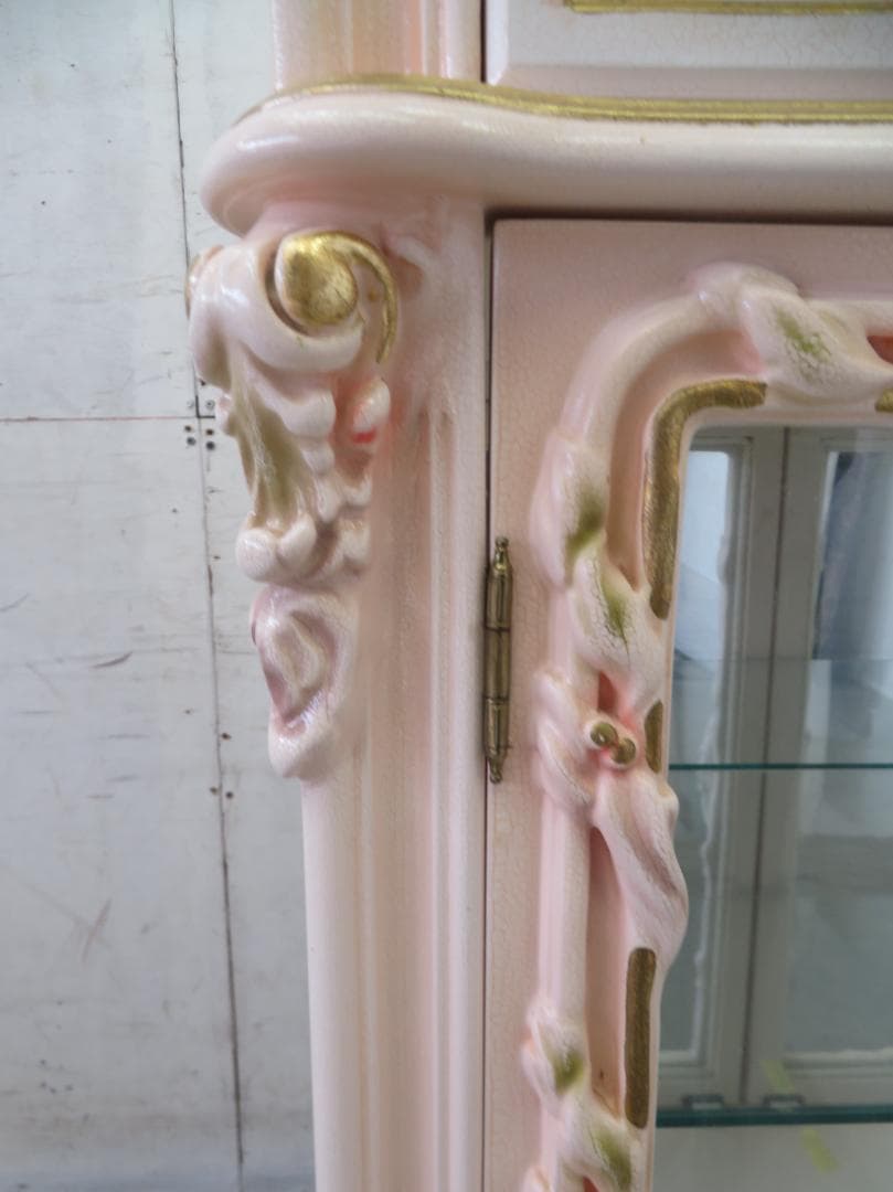 美品□ロココ□姫家具□花柄□ガラスキャビネット□ディスプレイケース