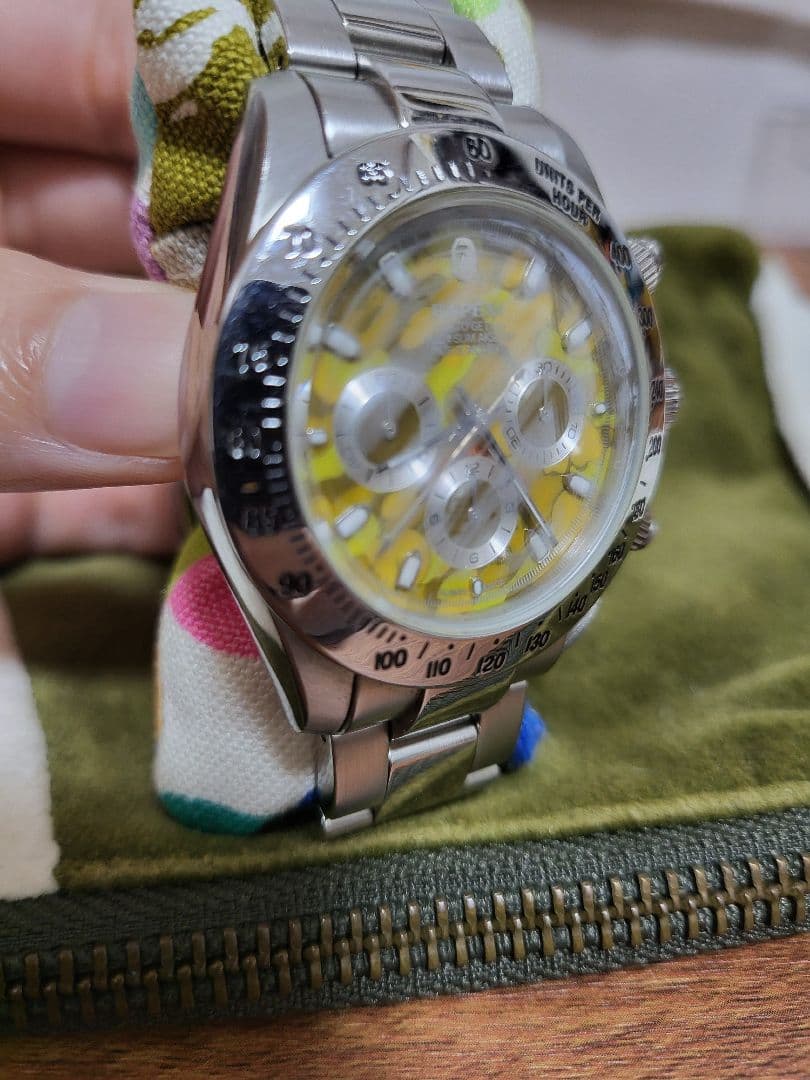 baggio BAPE クロノグラフ 腕時計 イエロー カモフラージュ