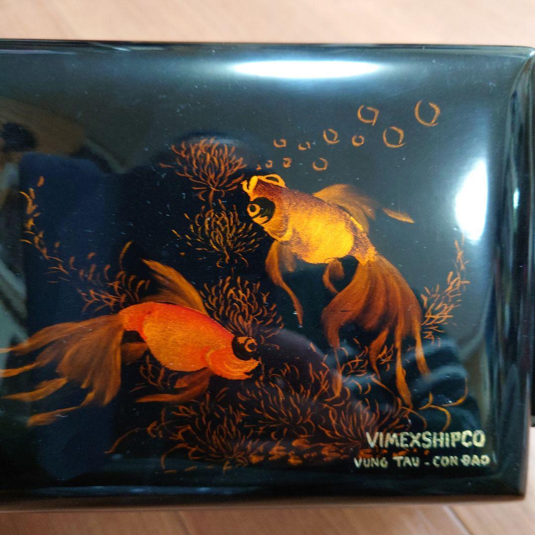 Asian Cigarette Box ★金魚★小物入れ★黒漆