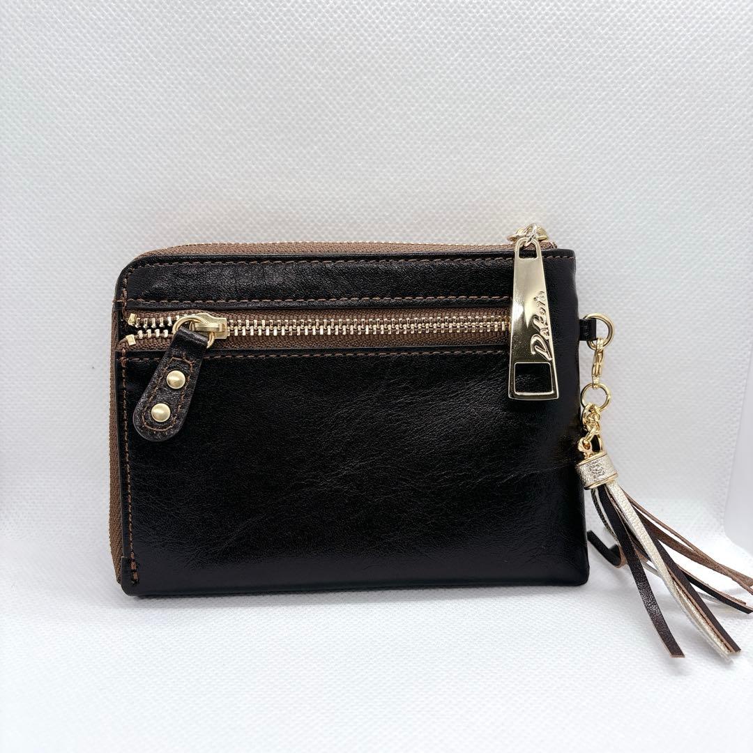 Dakota ダークブラウン レザー L字財布