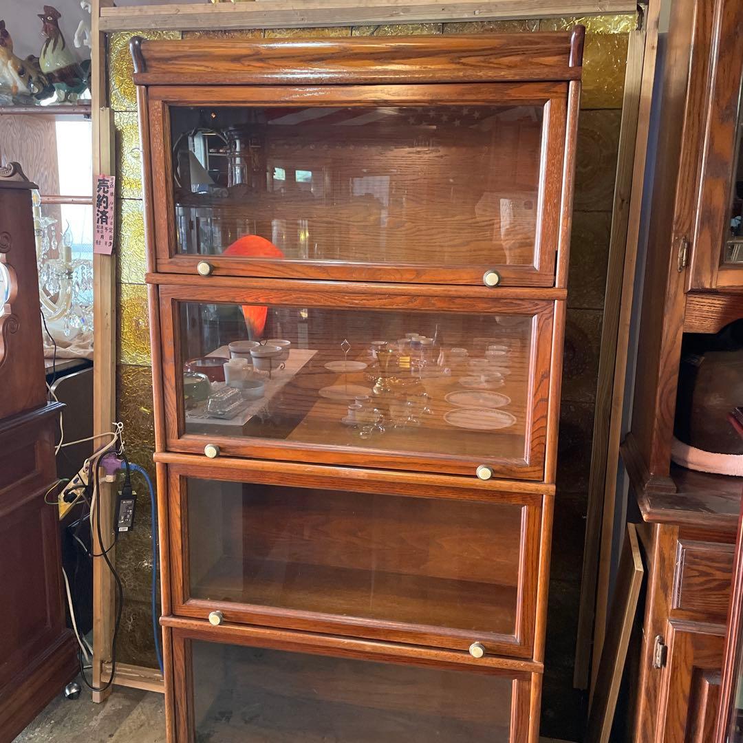 アメリカン・ヴィンテージガラスの跳ね上げ式スタッキングブックケース