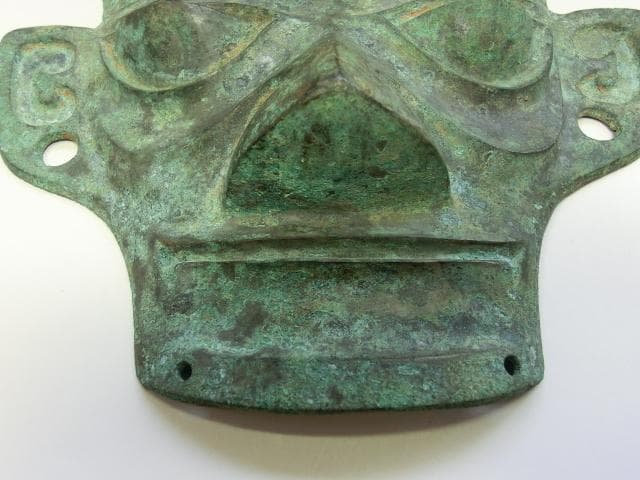 仮面□中国古代祭祀土坑出土 古青銅人顔面 発掘品 お面 超希少品 古玩