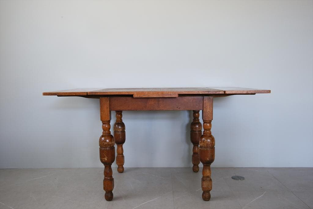 英国アンティーク木製ドローリーフテーブル/伸長式ダイニング机/作業台89-184