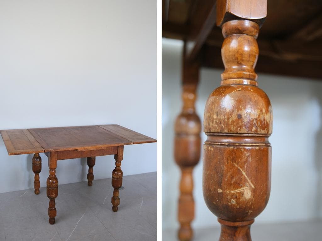 英国アンティーク木製ドローリーフテーブル/伸長式ダイニング机/作業台89-184