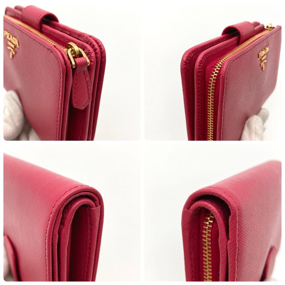 さとみ✨PRADA 1M1225 二つ折り財布 ピンク サフィアーノレザー