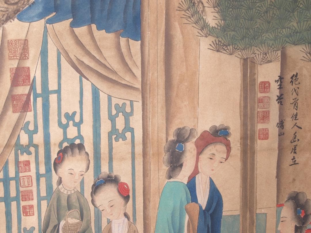 金陵博物院蔵出品中国清時代肉筆水彩絵唐物骨董品 AK1871A12-3