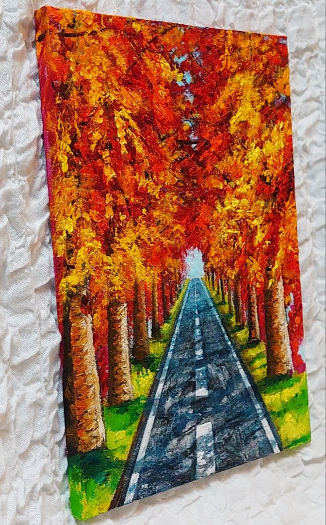 油絵 絵画 【秋の道】