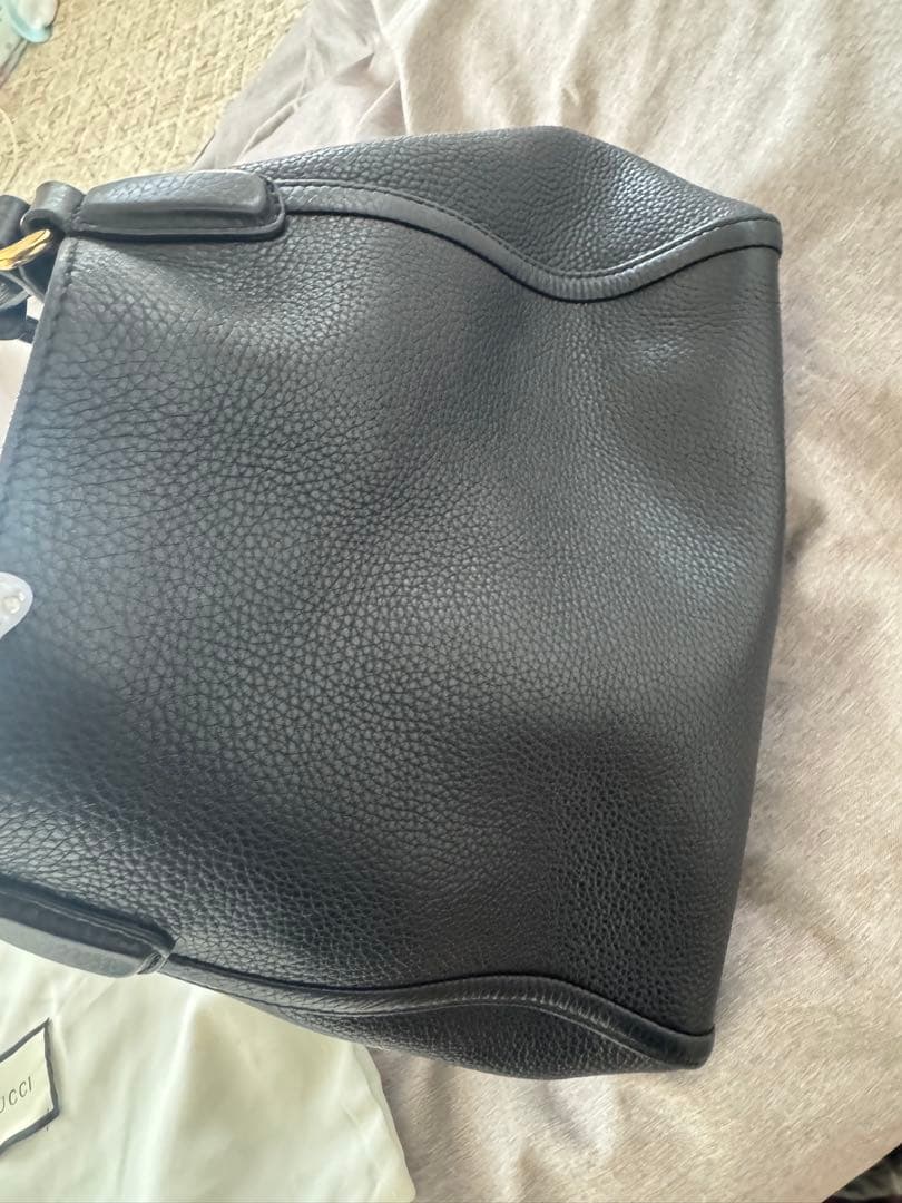 Gucci 黒 レザー ハンドバッグ 保存袋付き