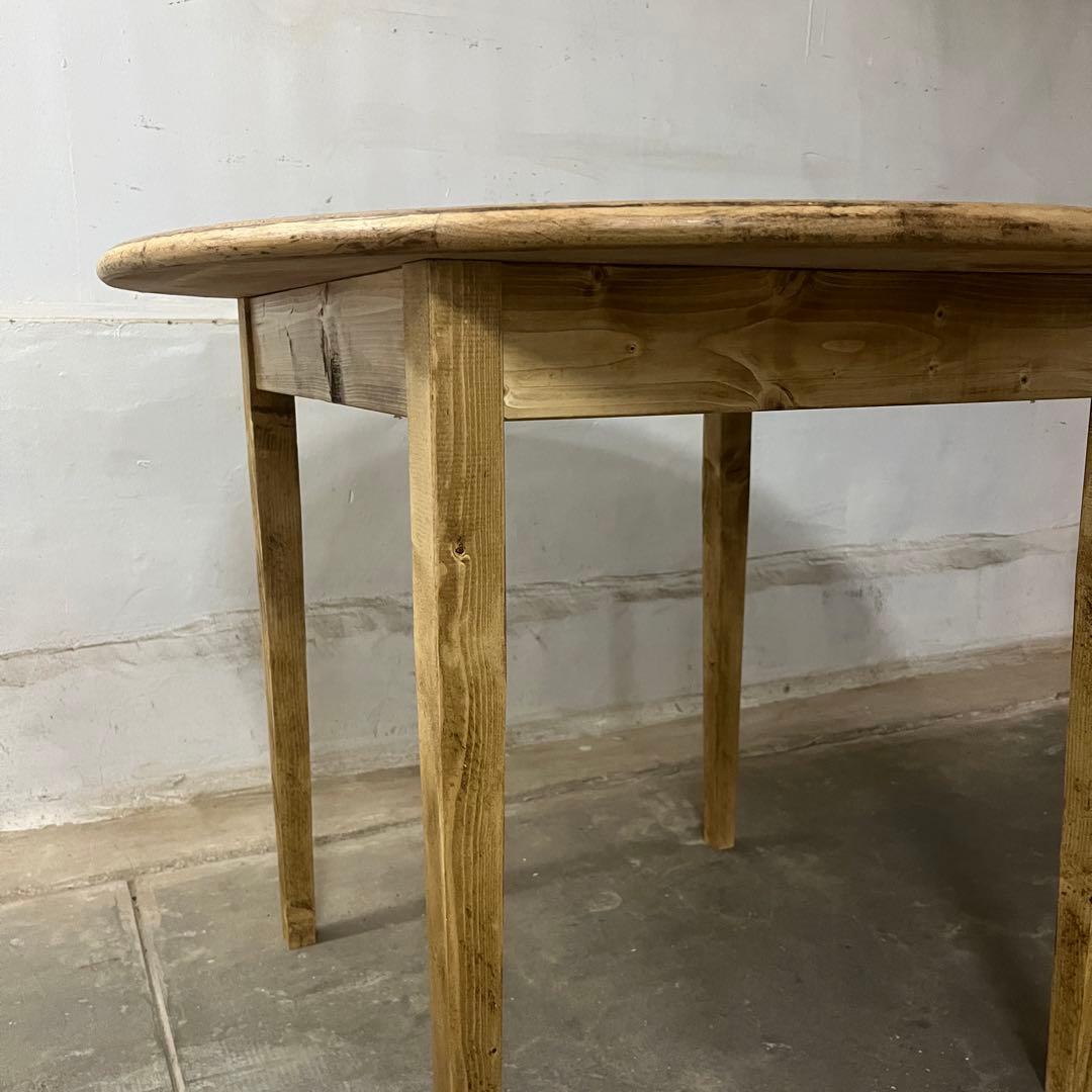 アンティーク　円形木製テーブル ナチュラルウッド