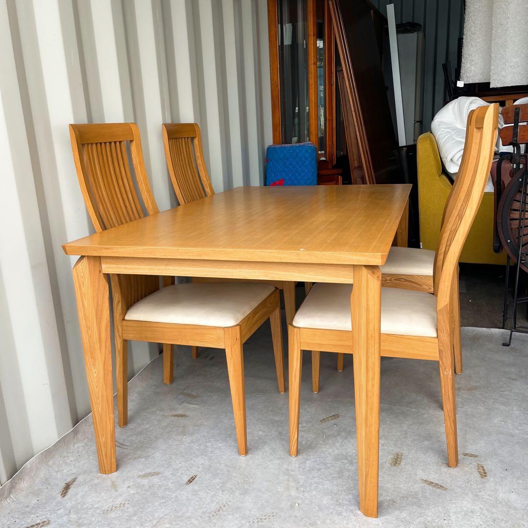 大塚家具 北欧風天然木ナチュラルダイニングテーブル&チェア4脚　ダイニングセット