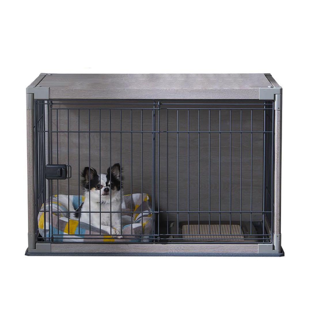 アイリスオーヤマ 犬 サークル ウッディ インテリア グレー 小型犬用