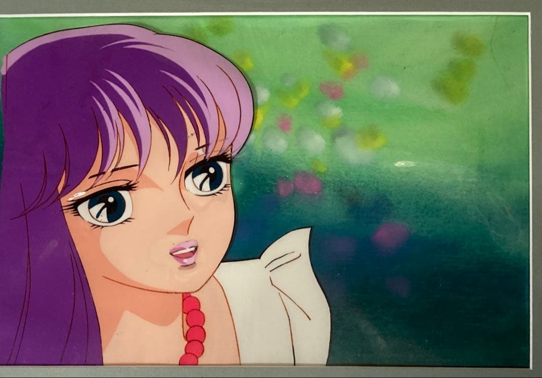 t２５　レア　大判聖闘士星矢セル画【城戸沙織】背景画・額縁付き