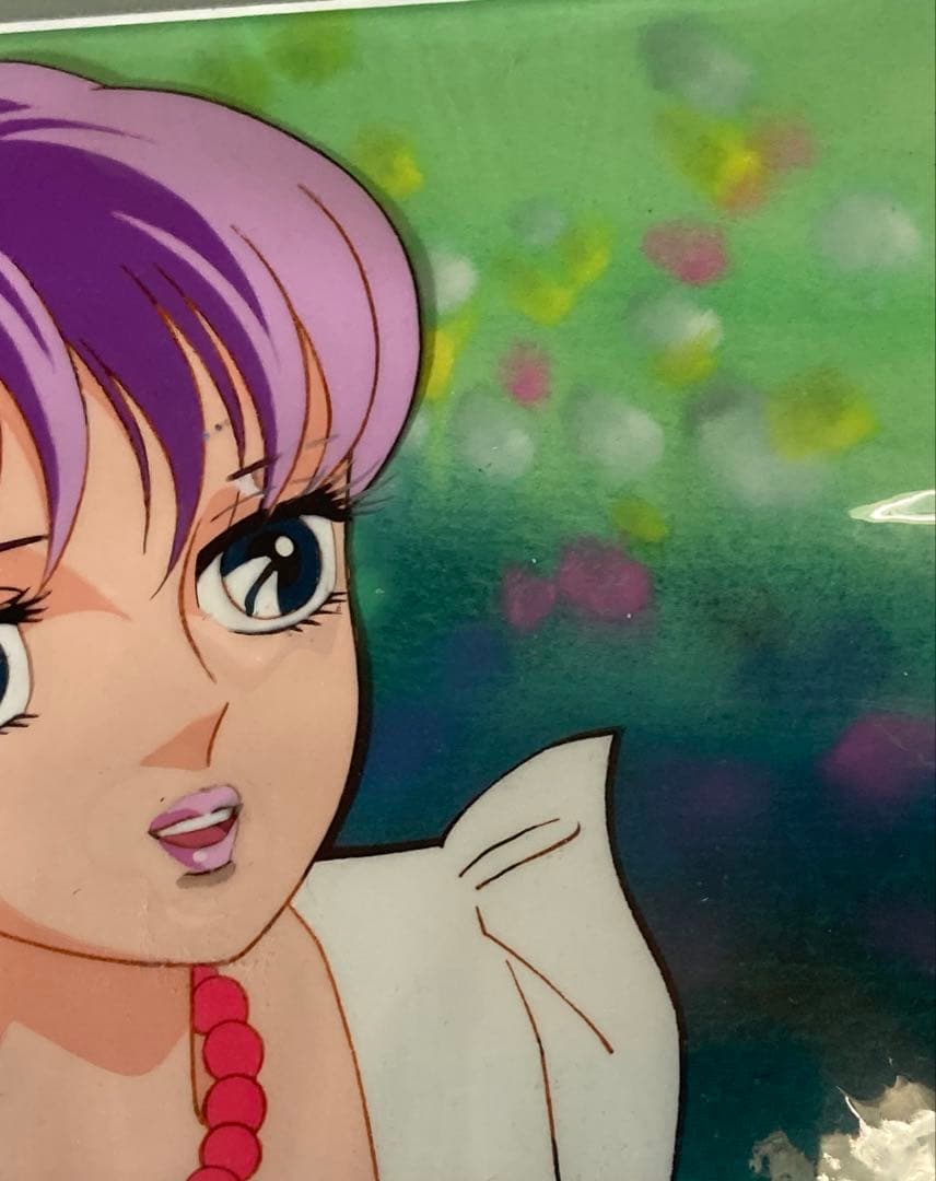 t２５　レア　大判聖闘士星矢セル画【城戸沙織】背景画・額縁付き