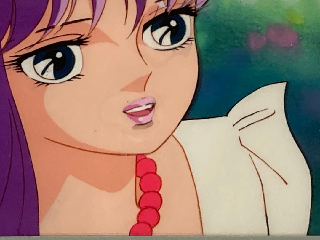 t２５　レア　大判聖闘士星矢セル画【城戸沙織】背景画・額縁付き