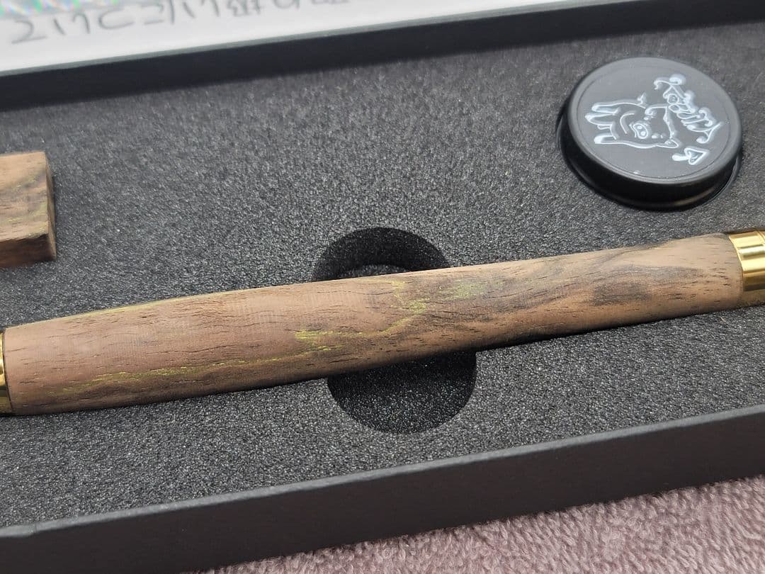 新品　こぶた工房　黒柿孔雀杢　極上　シャープペンシル0.5ミリ