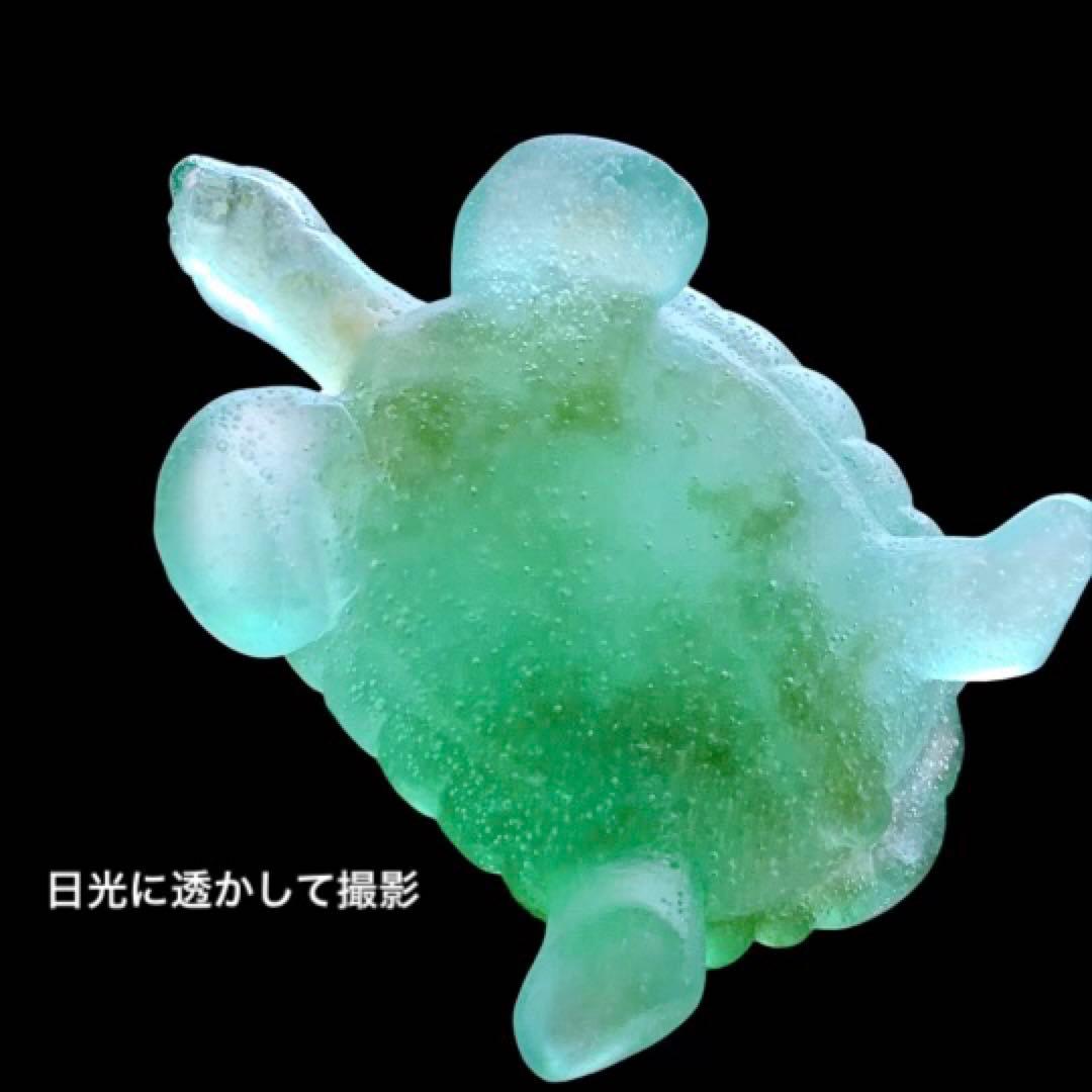 ドームフランス 置物 緑 亀 カメ クリスタル 水晶 ナンシー daum